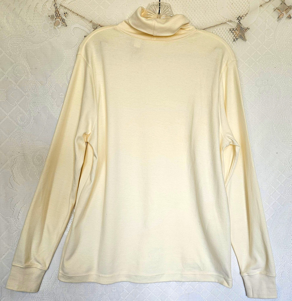 Croft & Barrow Medium Ivory Turtleneck Snowflake Collar 100% Cotton Cottagecore